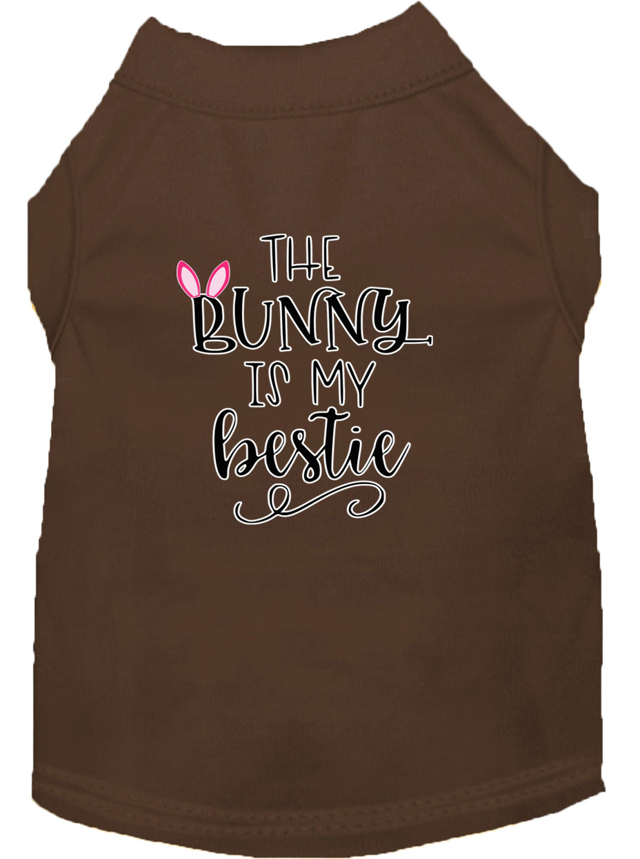 Bunny is my Bestie Screen Print Dog Shirt Brown Lg